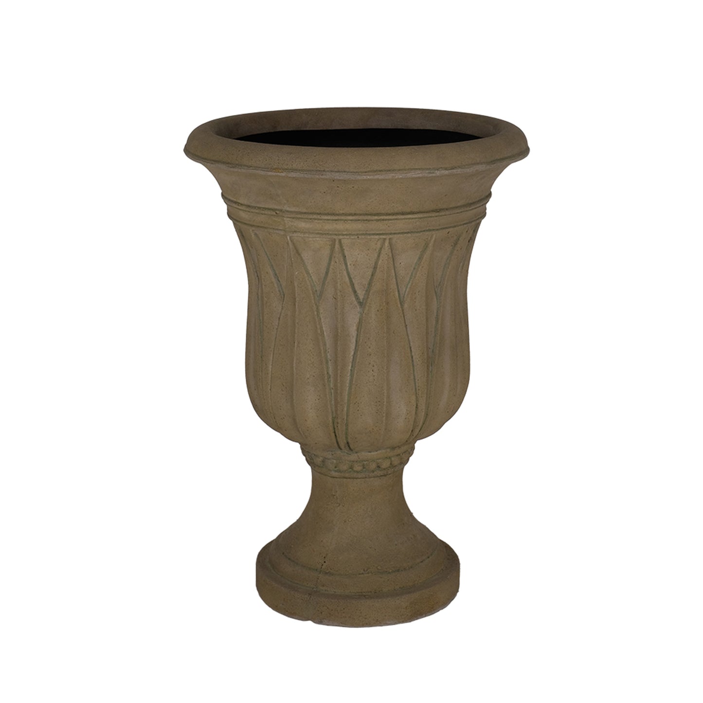 21 in H. Cast Stone Sharp Leaf Urn Planter