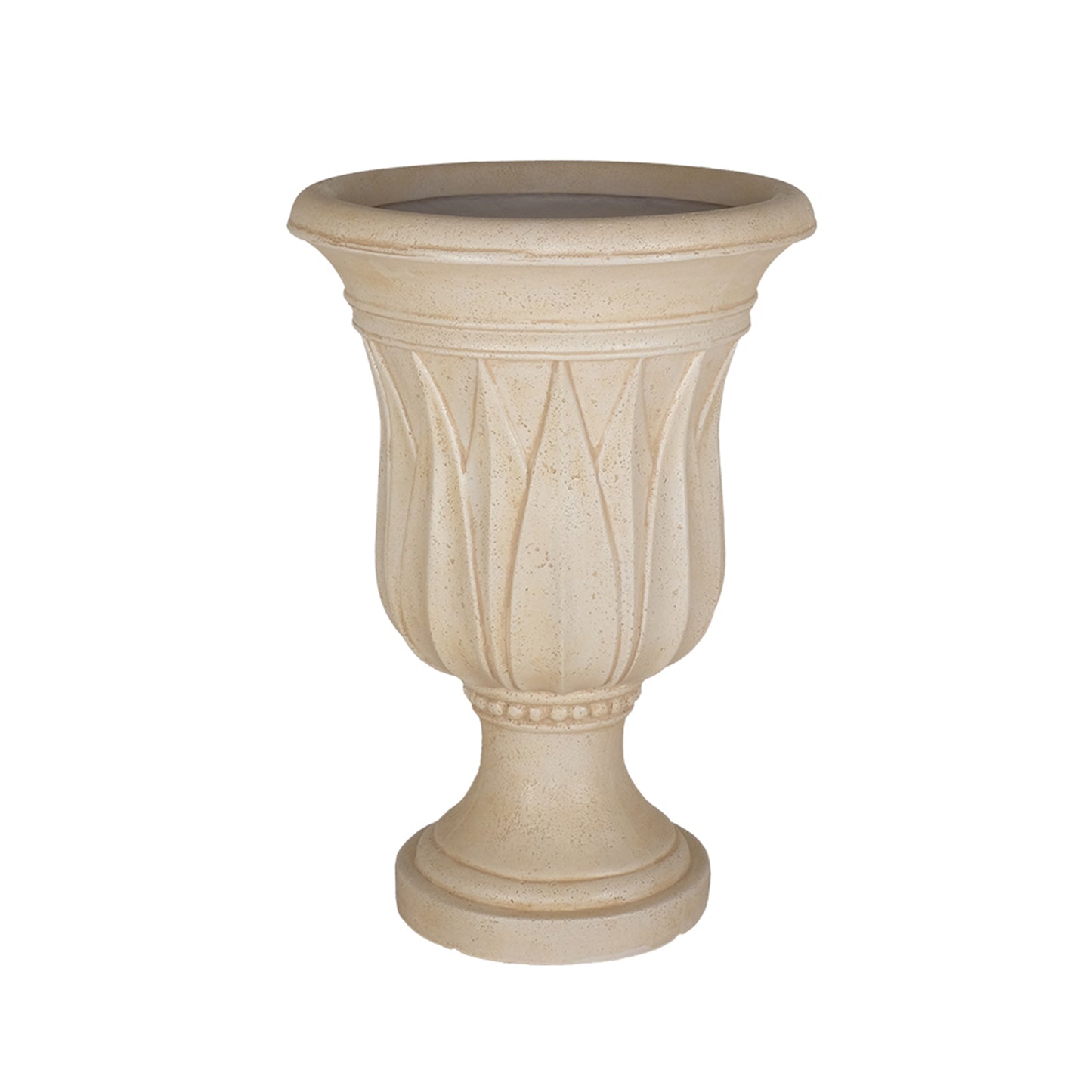21 in H. Cast Stone Sharp Leaf Urn Planter