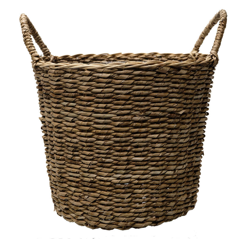 14.5 in. Dia Seagrass Basket Planter in a Natural Finish with Plastic Liner