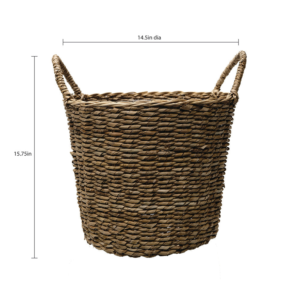 14.5 in. Dia Seagrass Basket Planter in a Natural Finish with Plastic Liner