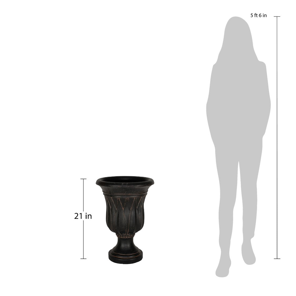 21 in H. Cast Stone Sharp Leaf Urn Planter