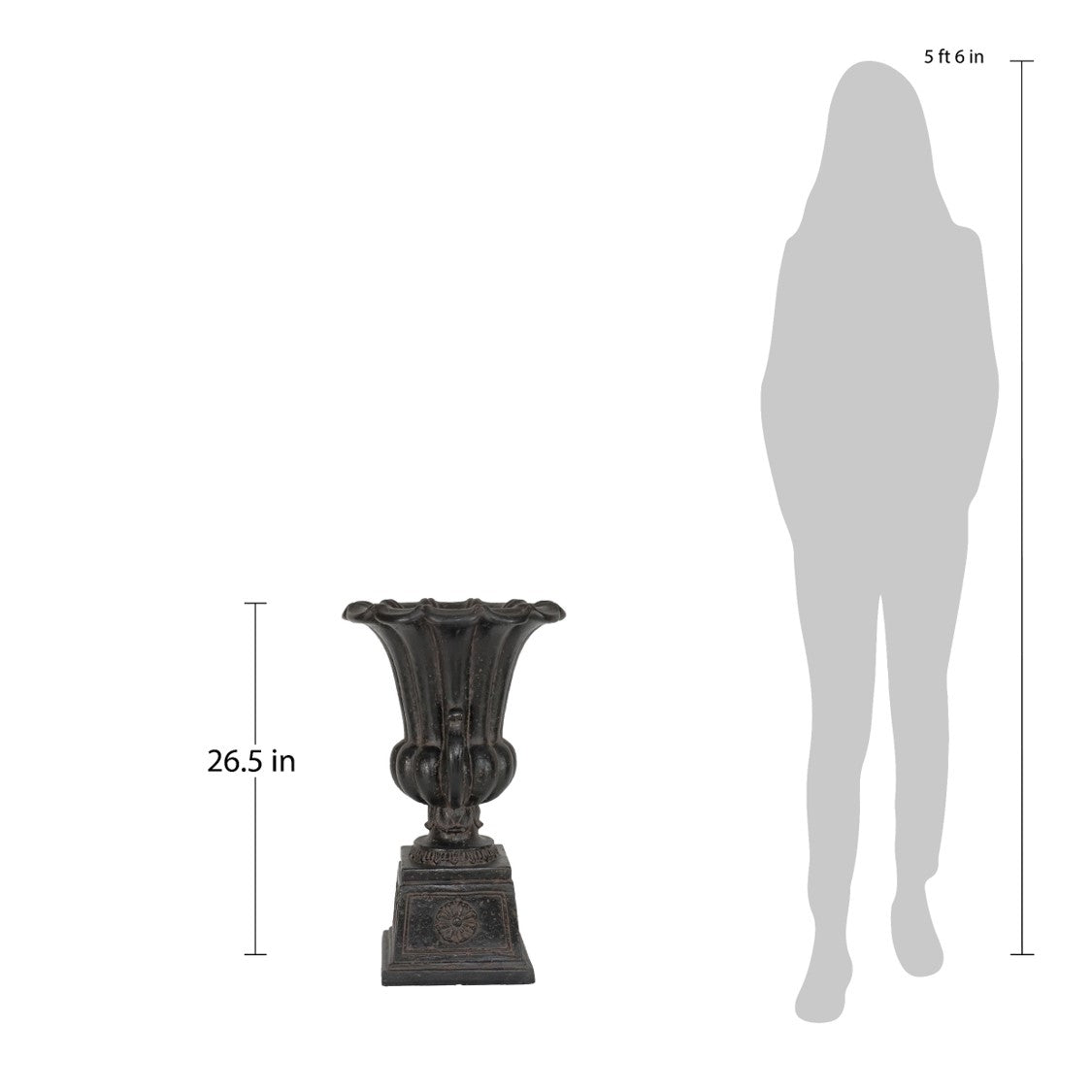 26.5 in H. Cast Stone Urn on Pedestal in Aged Charcoal Finish