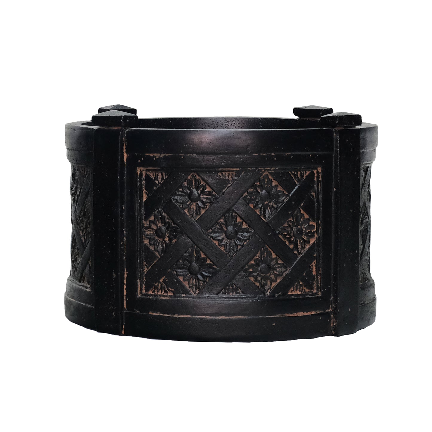 18in Dia Charcoal Cast Stone Mailbox Planter