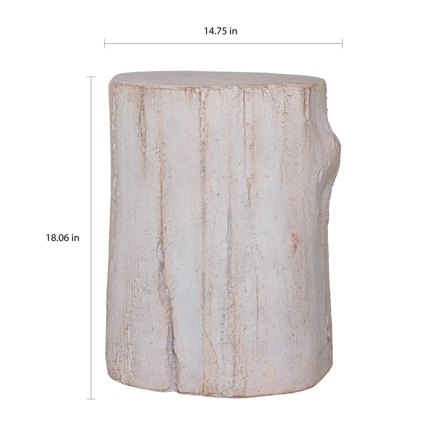 14.75in dia x 18in H Composite Faux Wood Stump Garden Stool