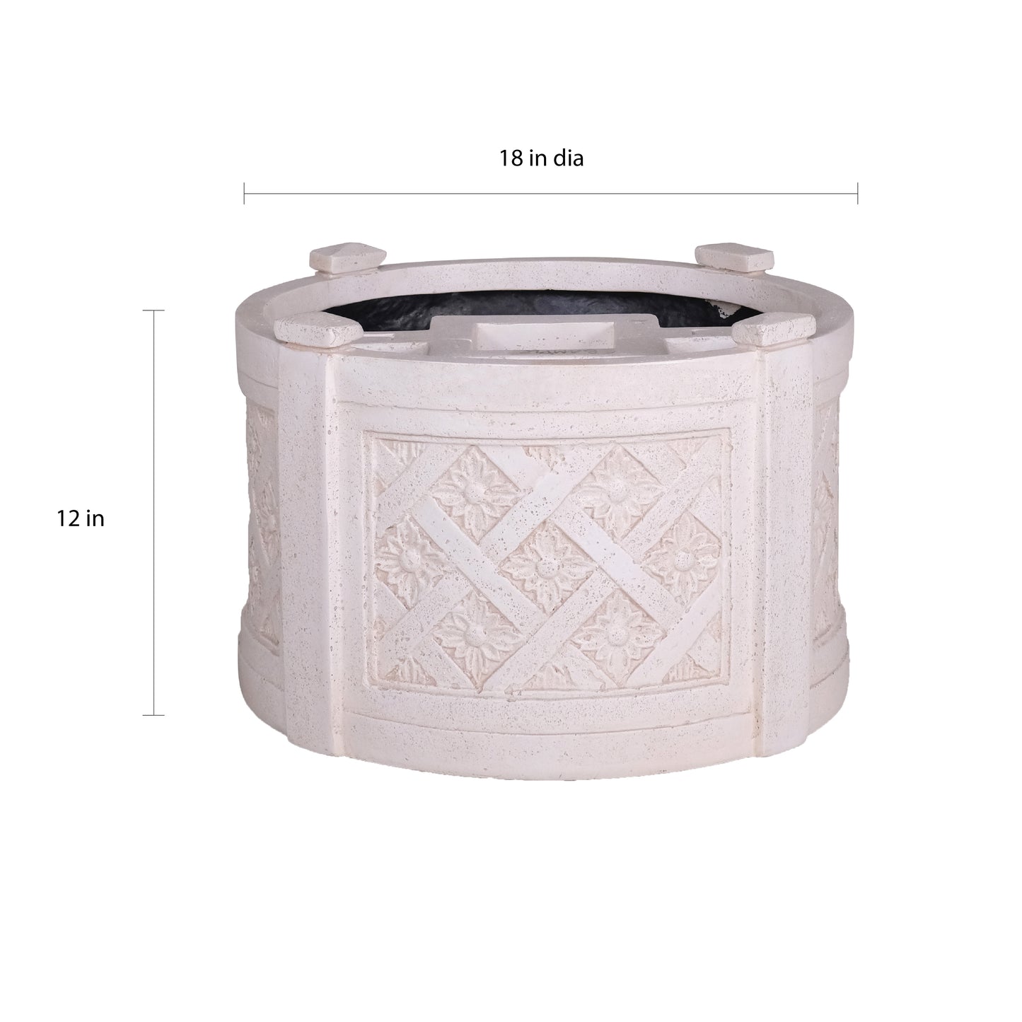 18in Dia Charcoal Cast Stone Mailbox Planter