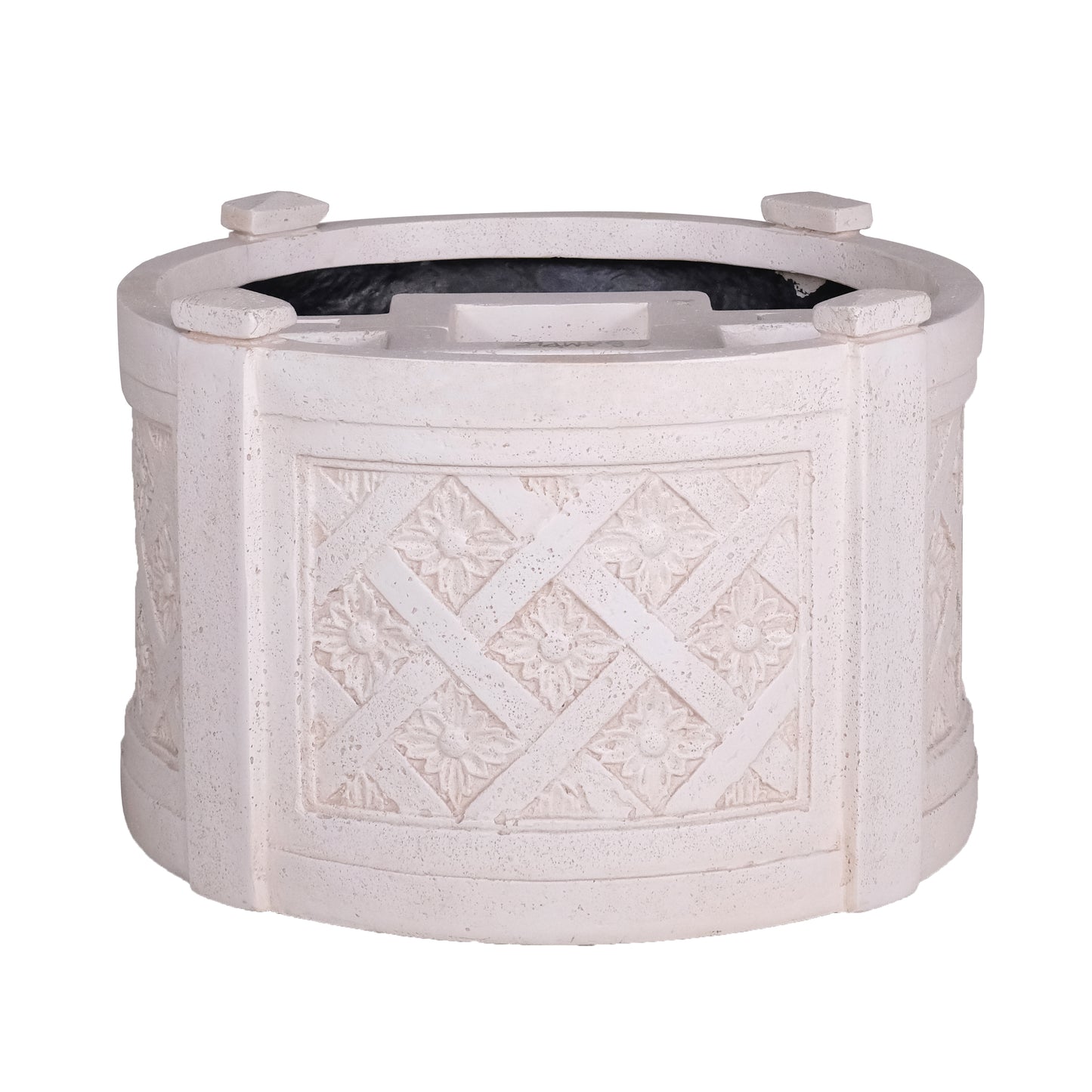 18in Dia Charcoal Cast Stone Mailbox Planter