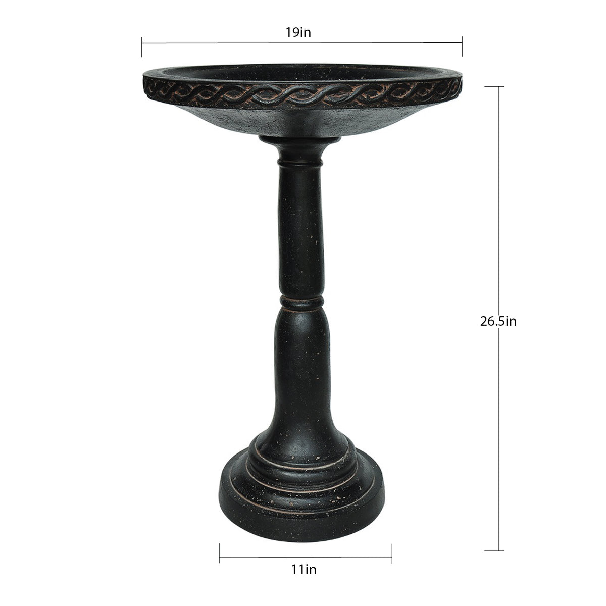 Elevate Your Garden with the Aged Charcoal Birdbath – 26.5 in. H Cast Stone Style