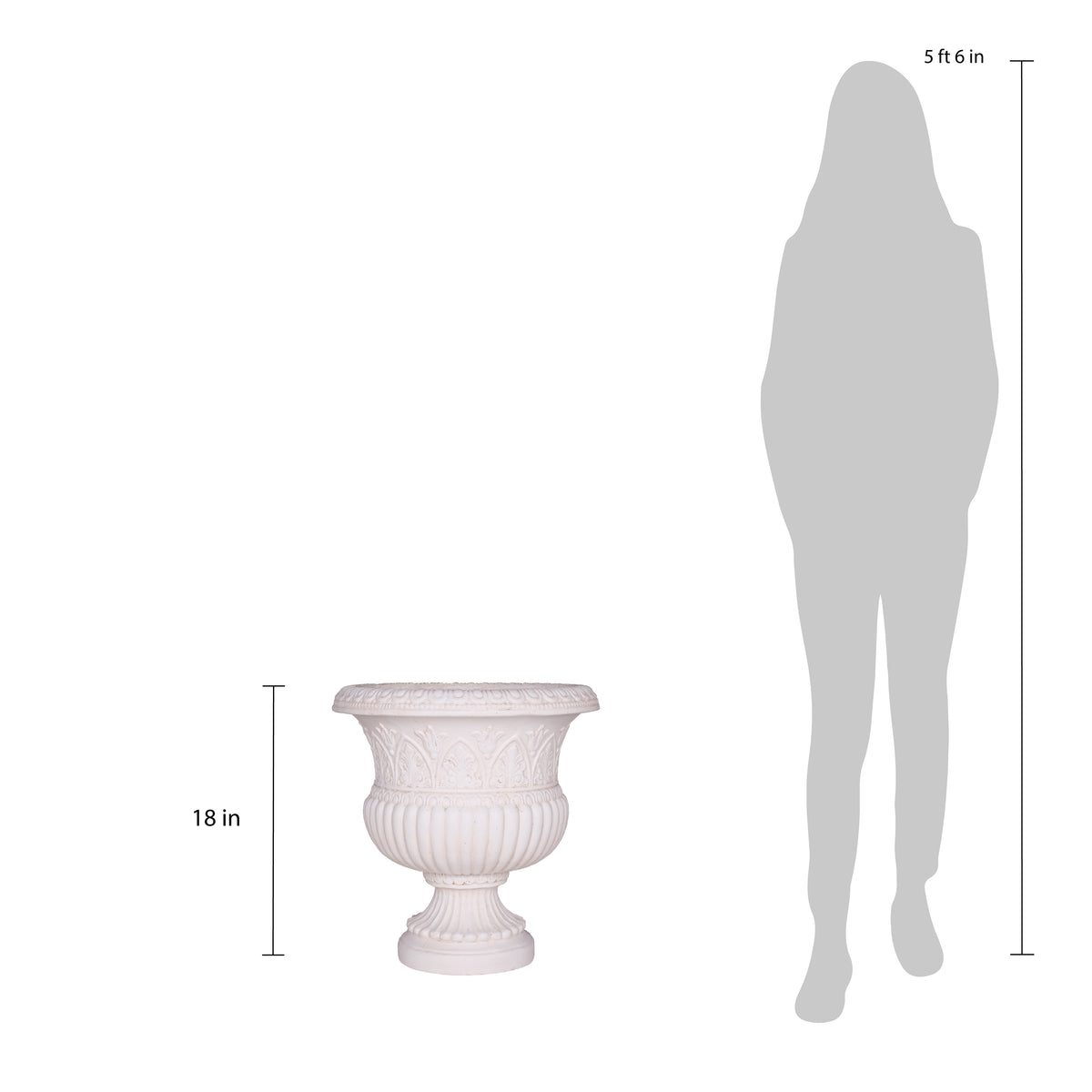 Elegant 18-Inch Faux Iron Urn in Light Aged White for Timeless Garden Decor