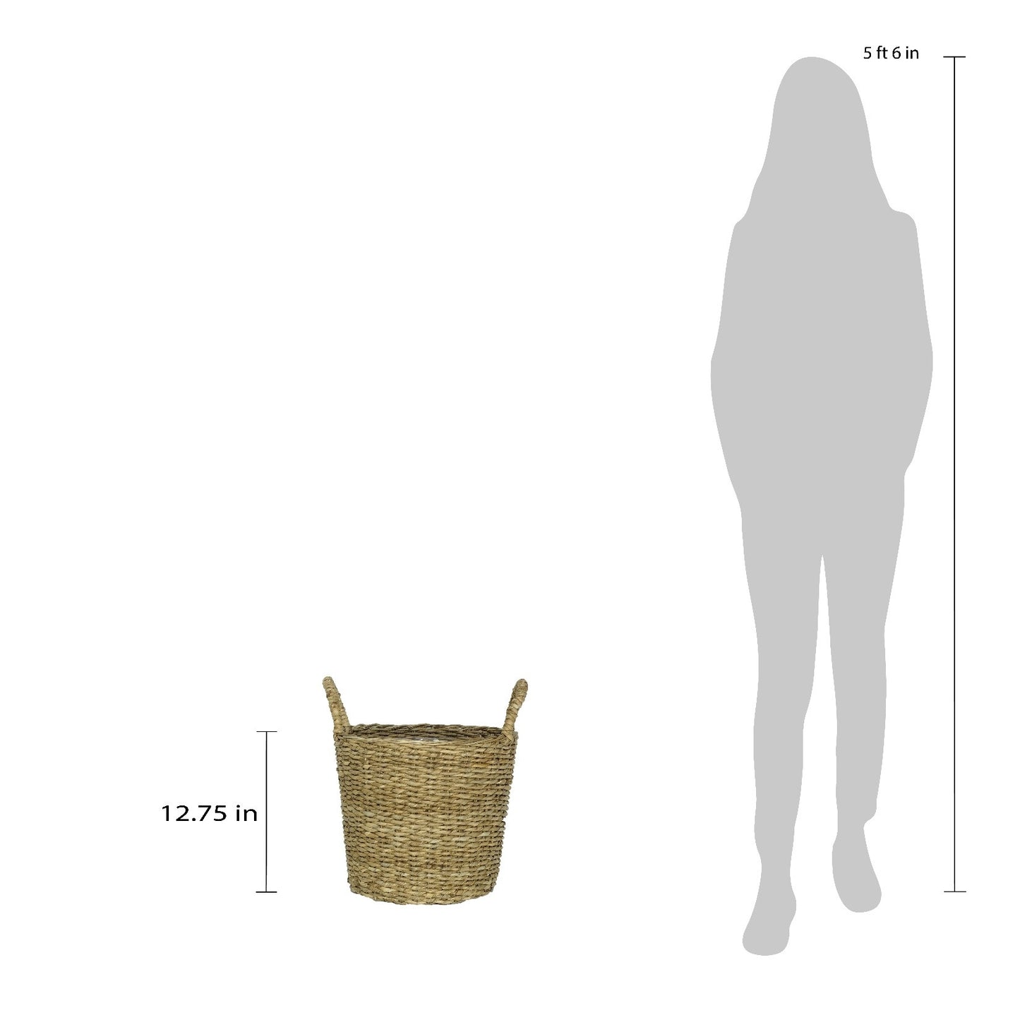 14.5 in. Dia Seagrass Basket Planter in a Natural Finish with Plastic Liner