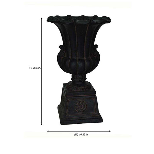 Aged Charcoal Stone Urn: Elevate Your Outdoor Space with Timeless Elegance