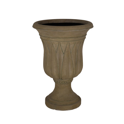 21 in H. Cast Stone Sharp Leaf Urn Planter