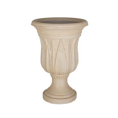 21 in H. Cast Stone Sharp Leaf Urn Planter