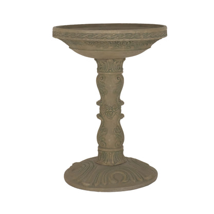 26.5 in. H Cast Stone Fiberglass Rose Aged Charcoal Finish Birdbath