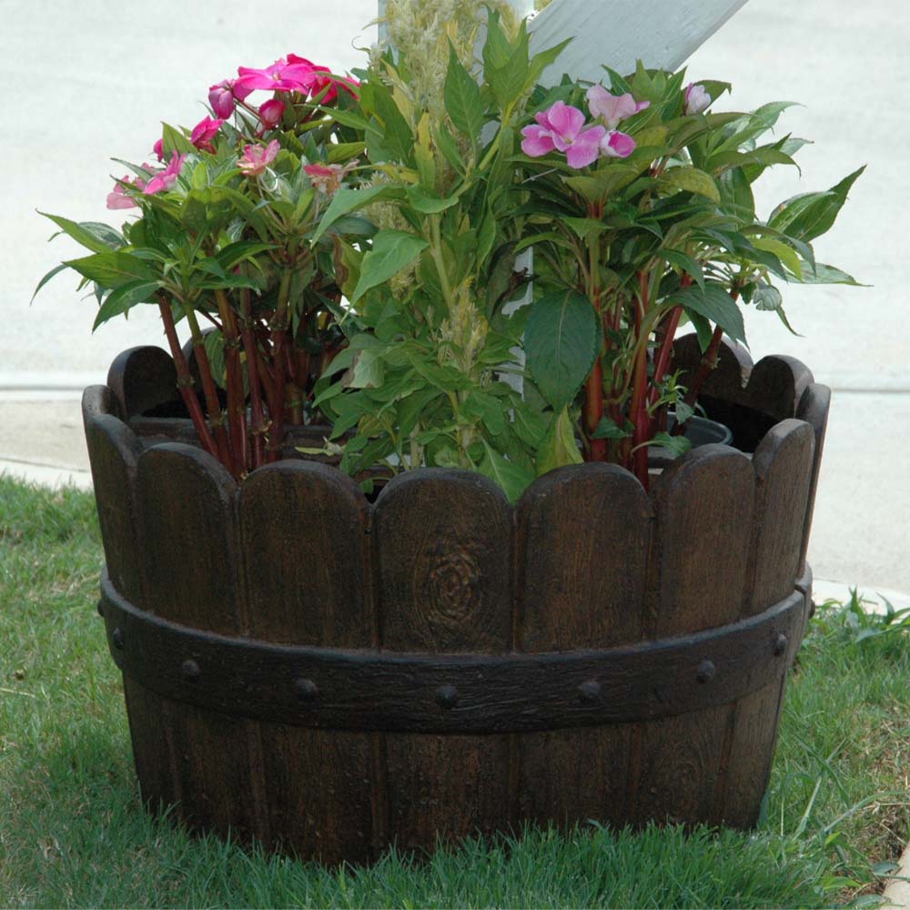 20 in. Dia x 12.25 in. H Barrel Cast Stone Fiberglass Mailbox Barrel