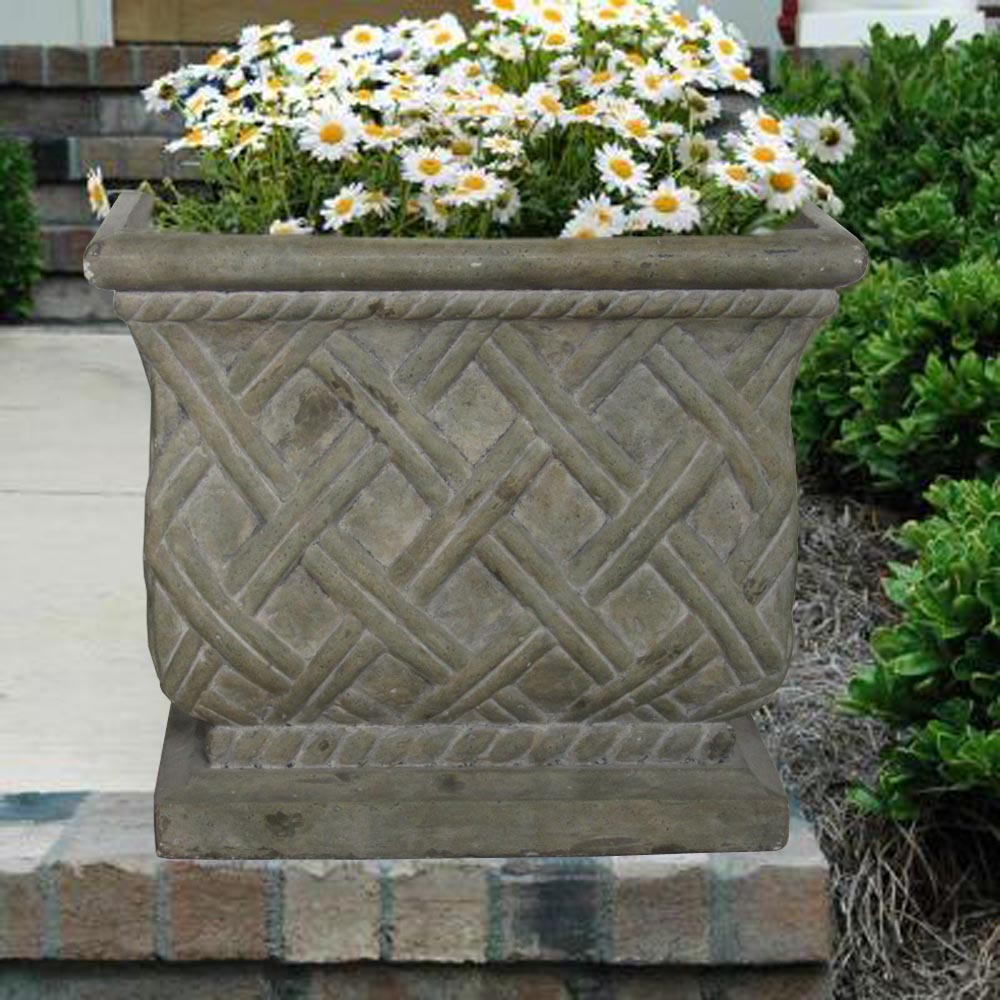 Transform Your Space with the Elegant 17 3/4 in. Square Lattice Planter in Aged Granite Finish
