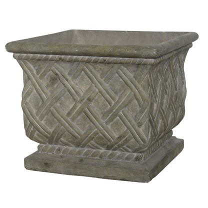 Transform Your Space with the Elegant 17 3/4 in. Square Lattice Planter in Aged Granite Finish