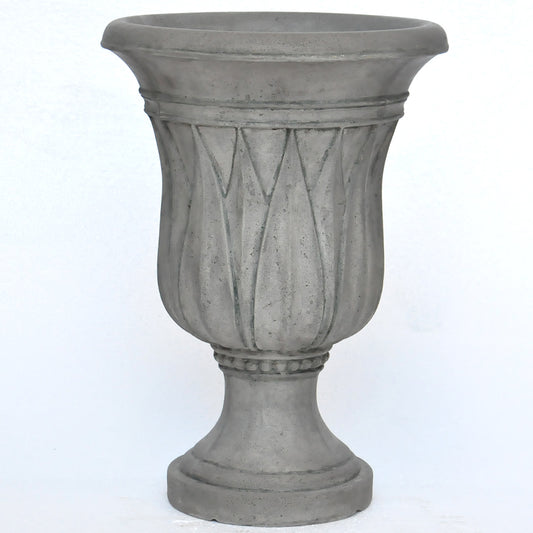 21 in H. Cast Stone Sharp Leaf Urn Planter
