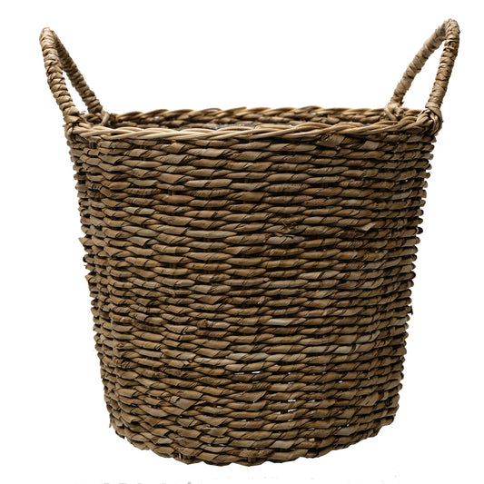 14.5 in. Dia Seagrass Basket Planter in a Natural Finish with Plastic Liner
