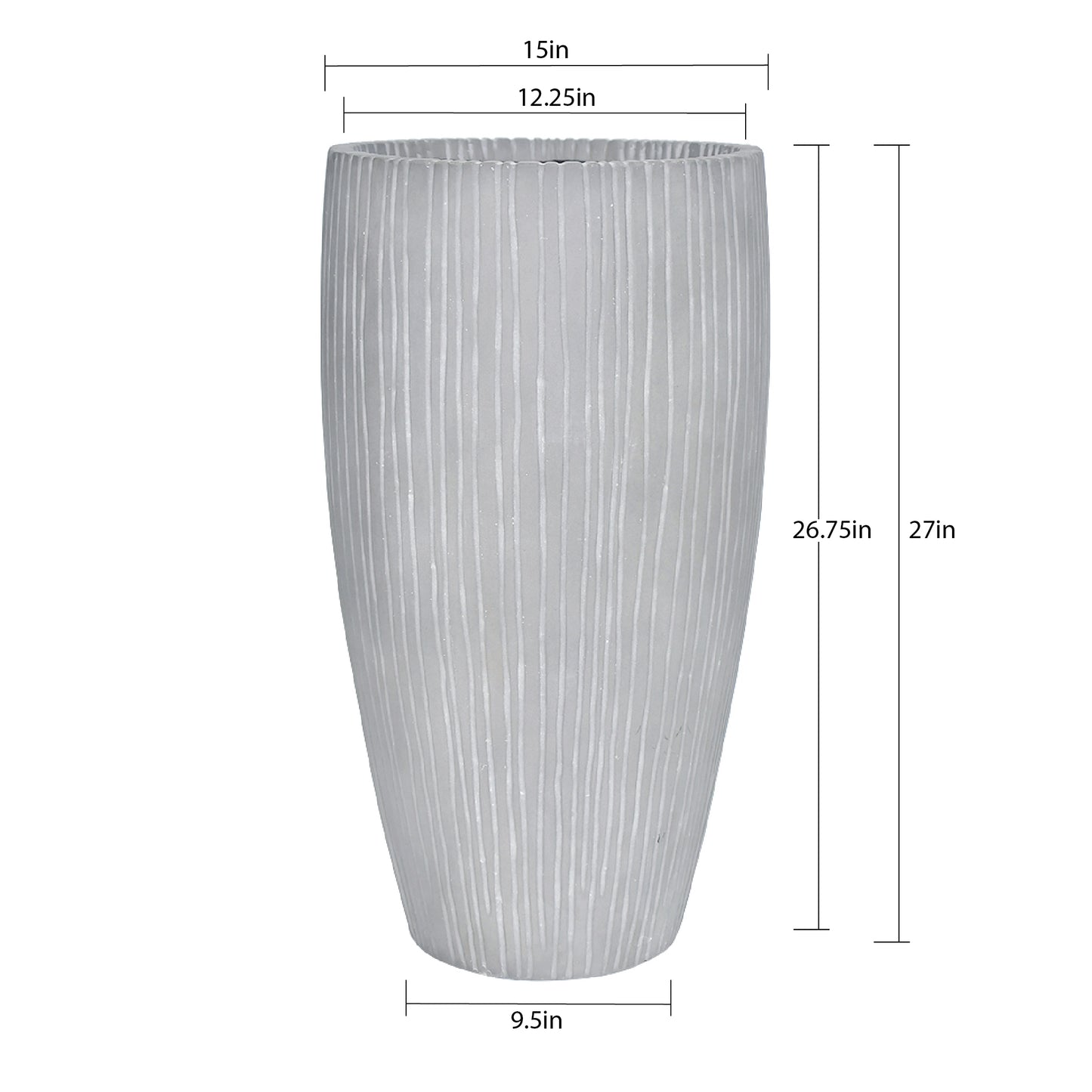 27 in. H. Composite Ribbed Planter in City Gray