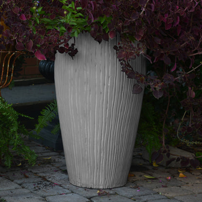 27 in. H. Composite Ribbed Planter in City Gray