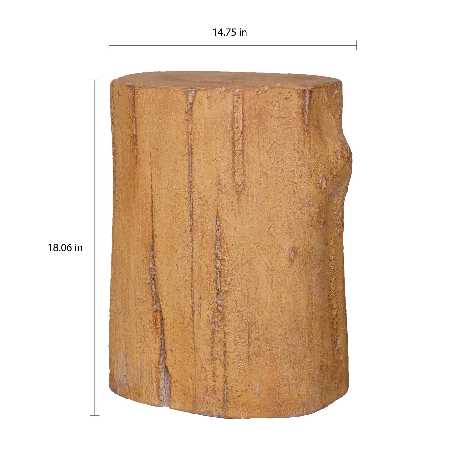 14.75in dia x 18in H Composite Faux Wood Stump Garden Stool
