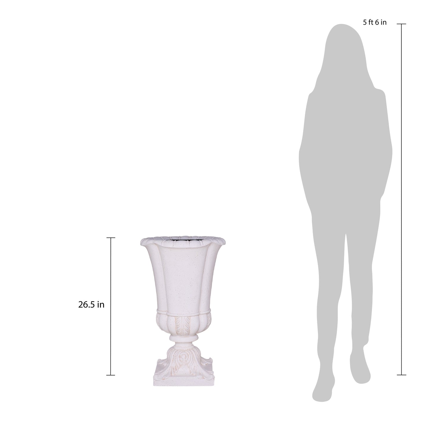 16.25 in. x 26.5 in. Cast Stone Parisian Entrance Urn in Aged Charcoal