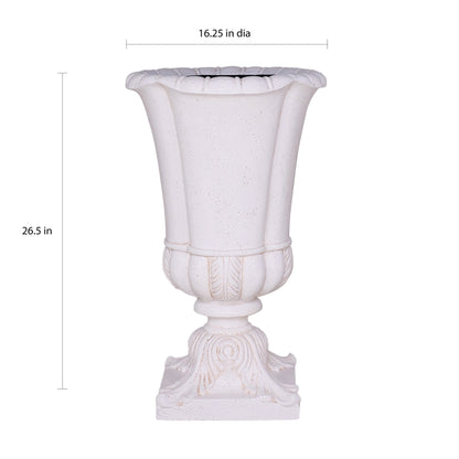 16.25 in. x 26.5 in. Cast Stone Parisian Entrance Urn in Aged Charcoal