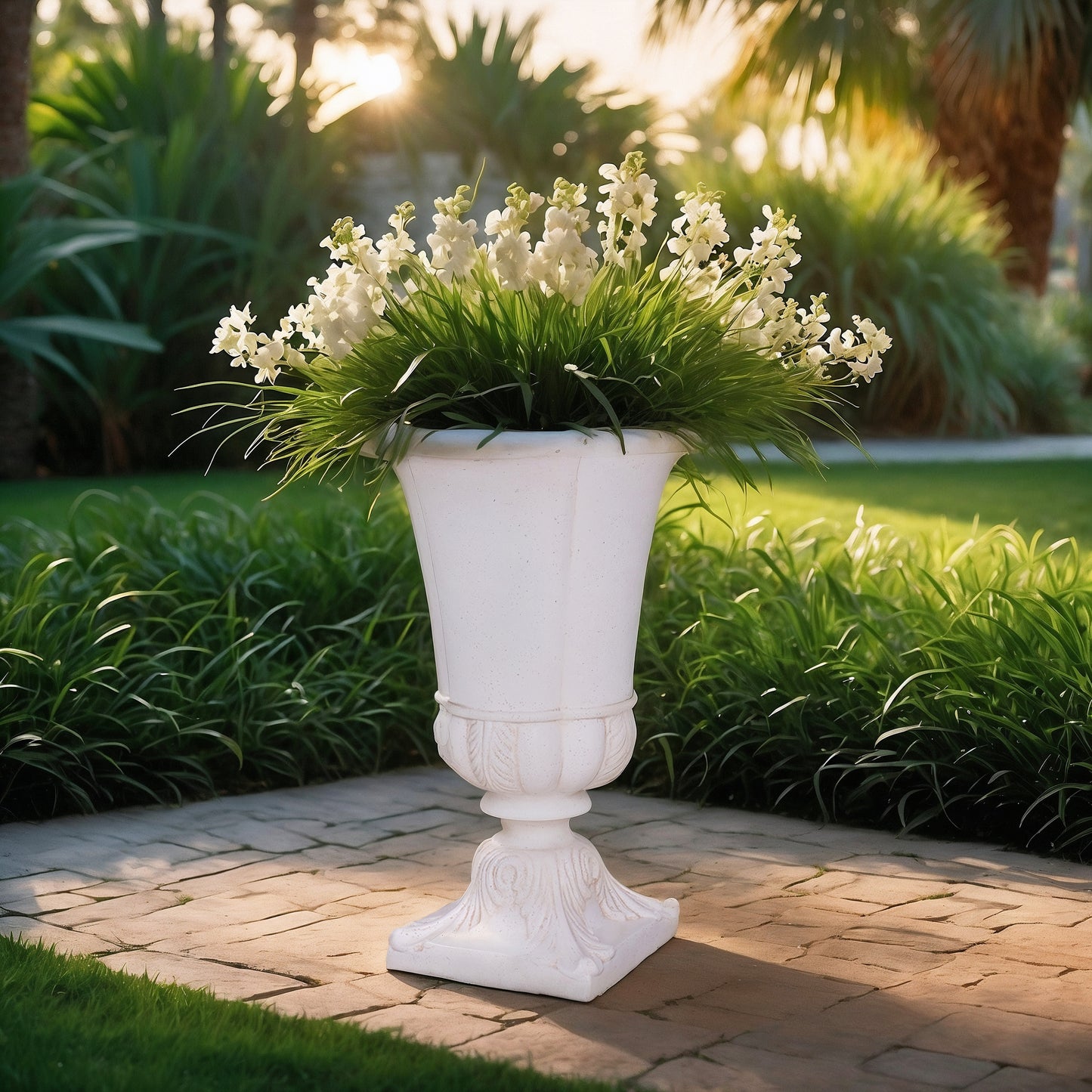 16.25 in. x 26.5 in. Cast Stone Parisian Entrance Urn in Aged Charcoal