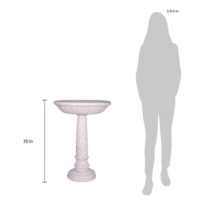 22 in. Dia Light Aged White Cast Stone Fiberglass Bird Bath