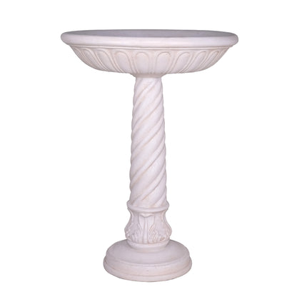 22 in. Dia Light Aged White Cast Stone Fiberglass Bird Bath