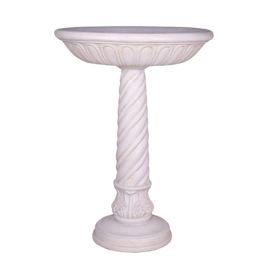 22 in. Dia Light Aged White Cast Stone Fiberglass Bird Bath