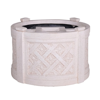 mailbox planter pots MPG 18 in. Dia x 12 in. H Light Aged White Cast Stone Fiberglass Mailbox Barrel