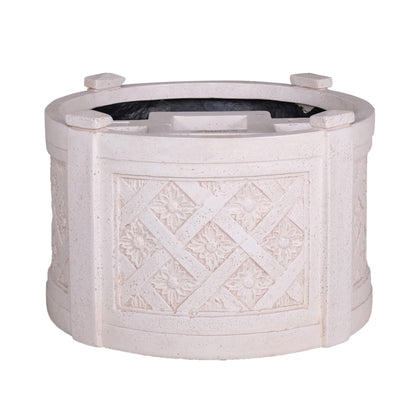 18in Dia Charcoal Cast Stone Mailbox Planter