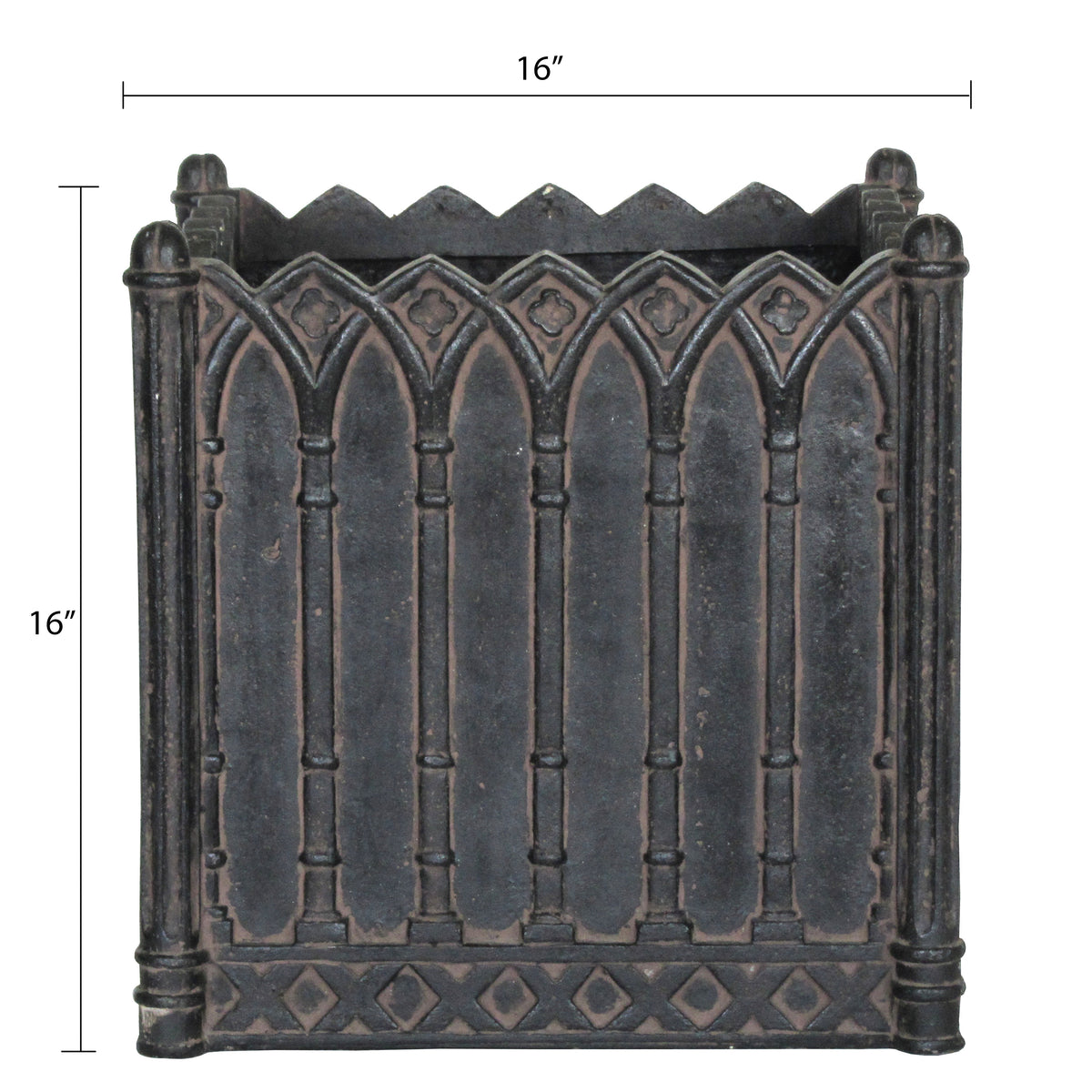 Elevate Your Space with the 16 in. Square Charcoal Cast Stone Planter