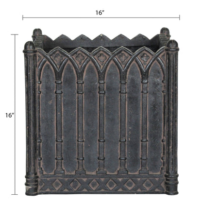 Elevate Your Space with the 16 in. Square Charcoal Cast Stone Planter