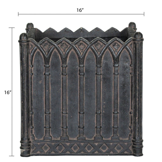 Elevate Your Space with the 16 in. Square Charcoal Cast Stone Planter