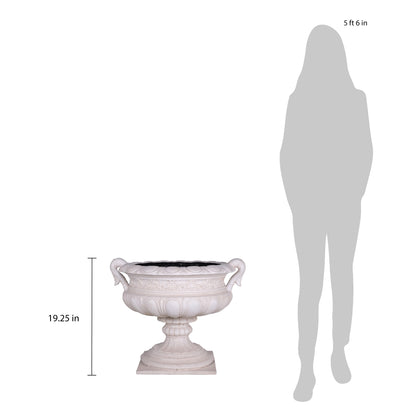 19.25 in. H Aged Charcoal Finish Stone Urn with Handles