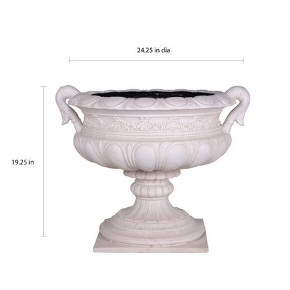 19.25 in. H Aged Charcoal Finish Stone Urn with Handles
