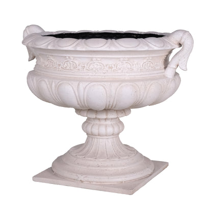 19.25 in. H Aged Charcoal Finish Stone Urn with Handles