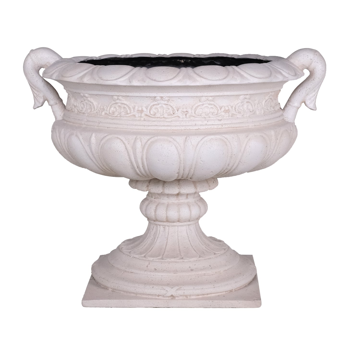 19.25 in. H Aged Charcoal Finish Stone Urn with Handles