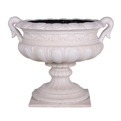 19.25 in. H Aged Charcoal Finish Stone Urn with Handles