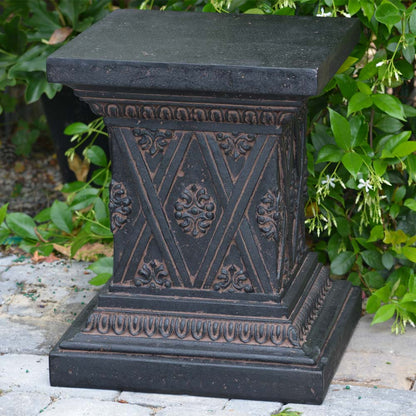 18 in. H Aged Charcoal Cast Stone Fiberglass Pedestal