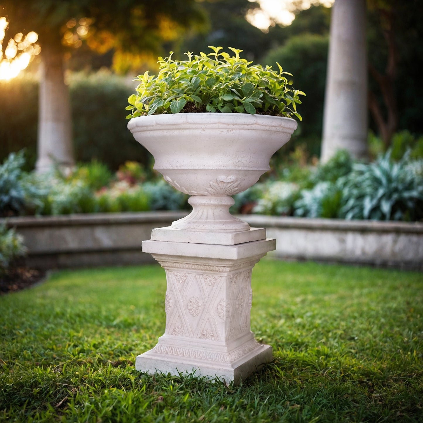 18 in. H Aged Charcoal Cast Stone Fiberglass Pedestal
