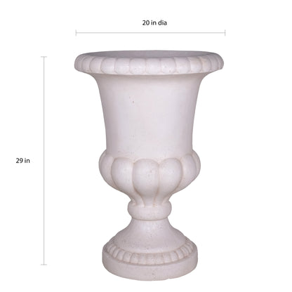 29 in. H Light Aged White Cast Stone Fiberglass Double Bulbous Urn
