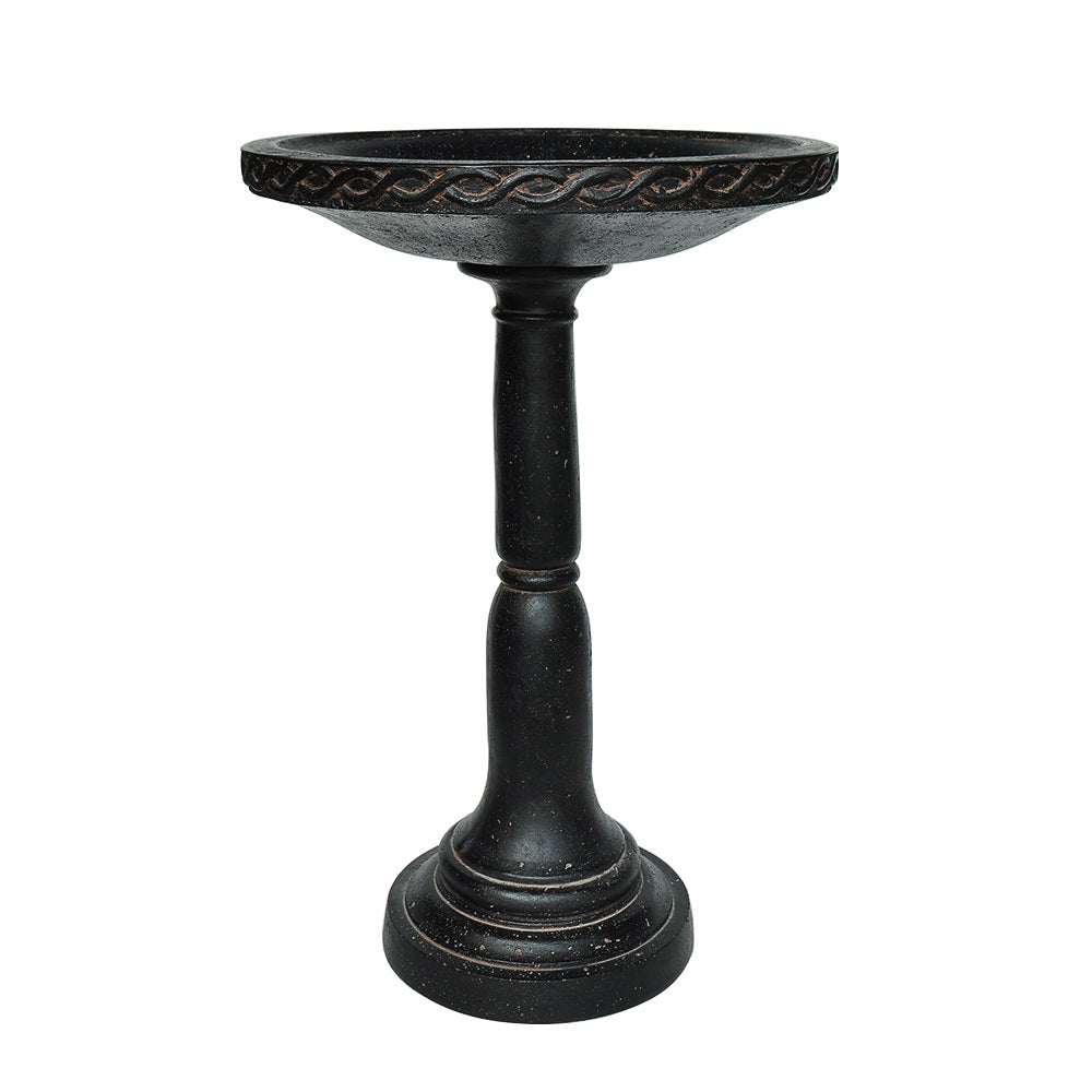 26.5 in. H Cast Stone Aged Charcoal Birdbath