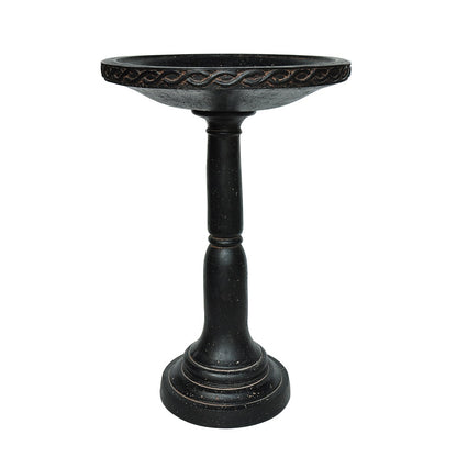 26.5 in. H Cast Stone Aged Charcoal Birdbath