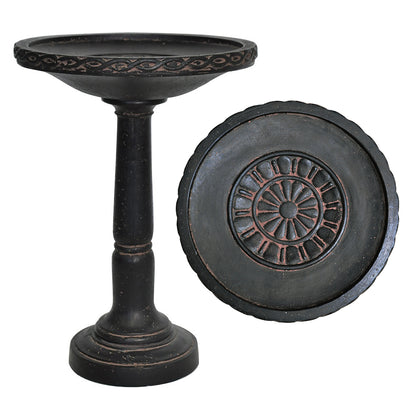 26.5 in. H Cast Stone Aged Charcoal Birdbath