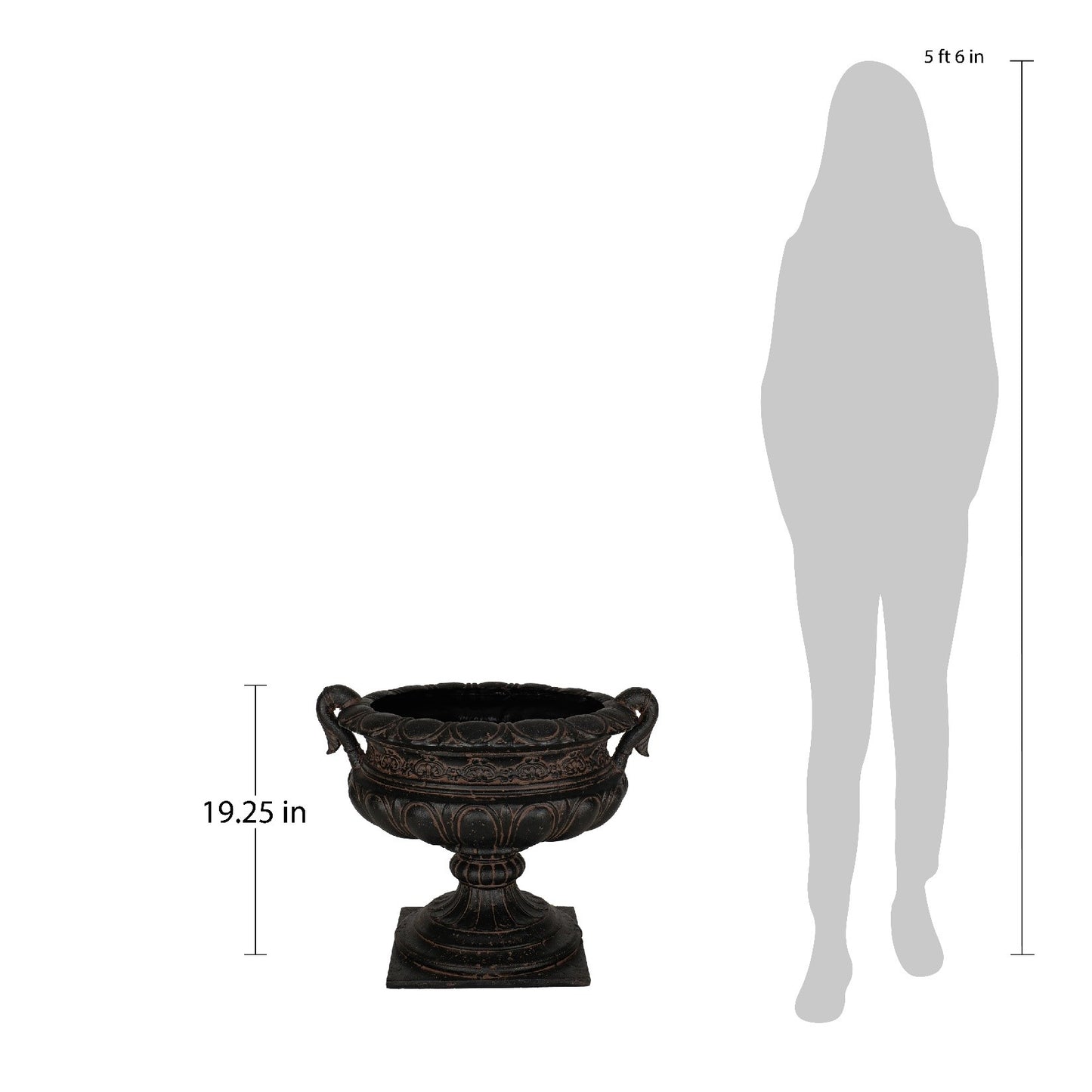 19.25 in. H Aged Charcoal Finish Stone Urn with Handles