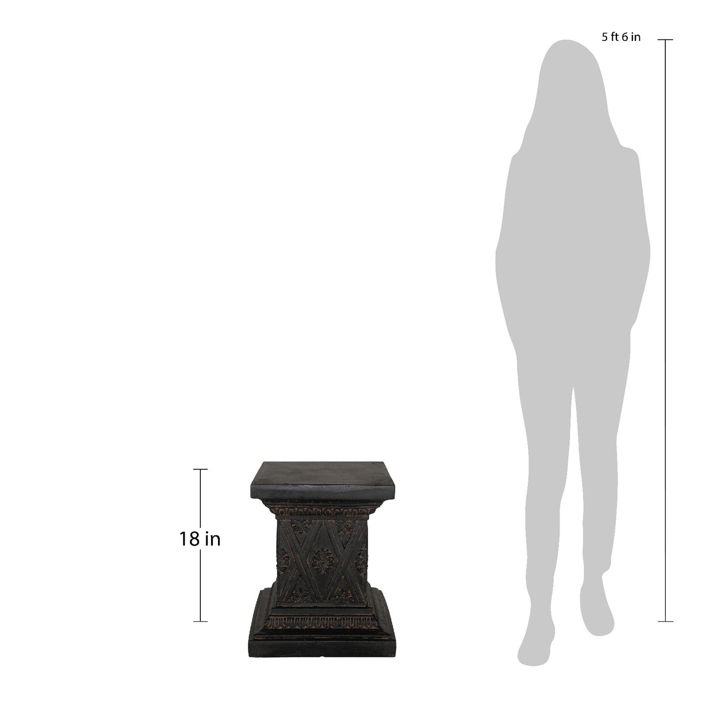 18 in. H Aged Charcoal Cast Stone Fiberglass Pedestal