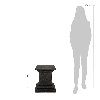 18 in. H Aged Charcoal Cast Stone Fiberglass Pedestal